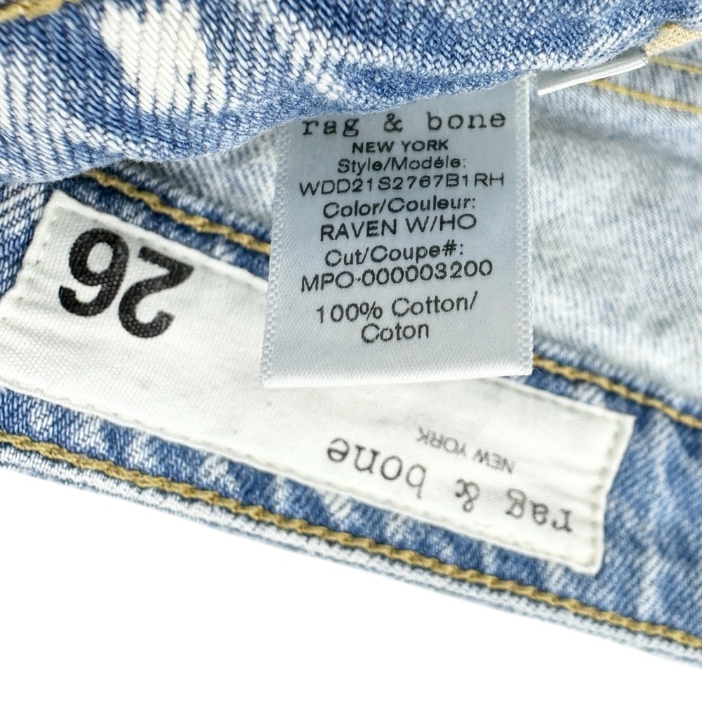 RAG & BONE Jeans Maya High Rise Slim Destroyed Hem Blue - Picture 8 of 8